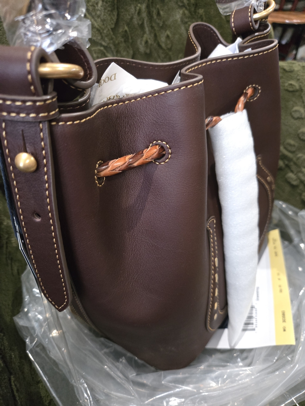 Rare Dooney & Bourke Brown T'moro Western Leather Drawstring Bucket Bag.NWT. - Picture 8 of 11
